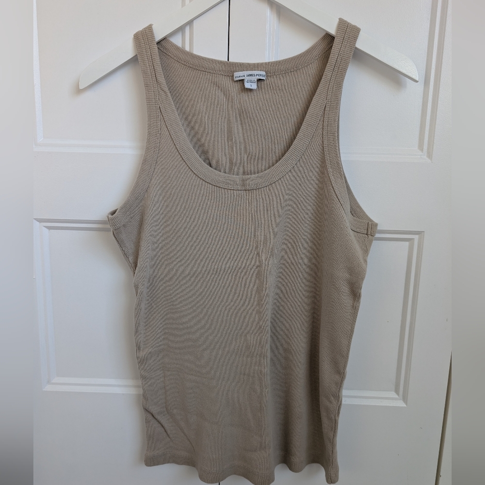James Perse Beige Ribbed Tank Top
